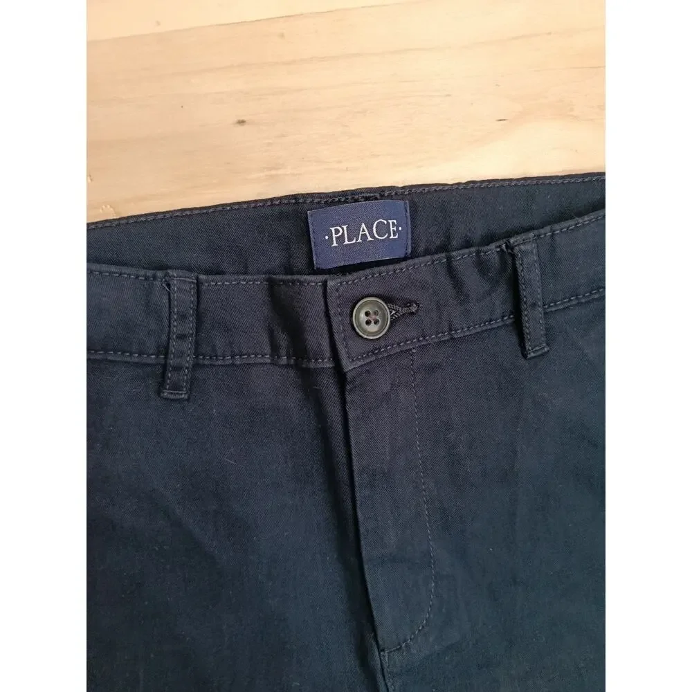 The Children's Place Boys Skinny Slim Stretch Navy Blue Chino Pants - Size 14
